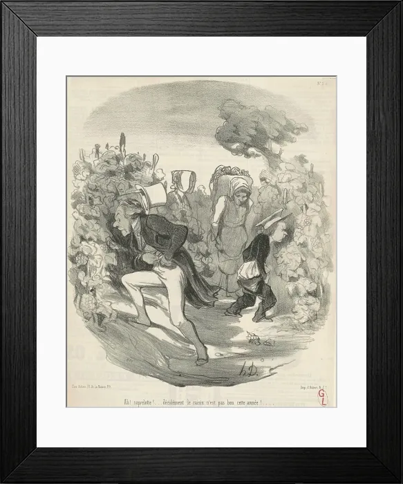 Framed Print : Ah! Saperlotte!... Le raisin n'est pas bon cette année!... 19th century. Creator: Honore Daumier Framed Print : Ah! Saperlotte!... Le raisin n'est pas bon cette année!... 19th century. Creator: Honore Daumier