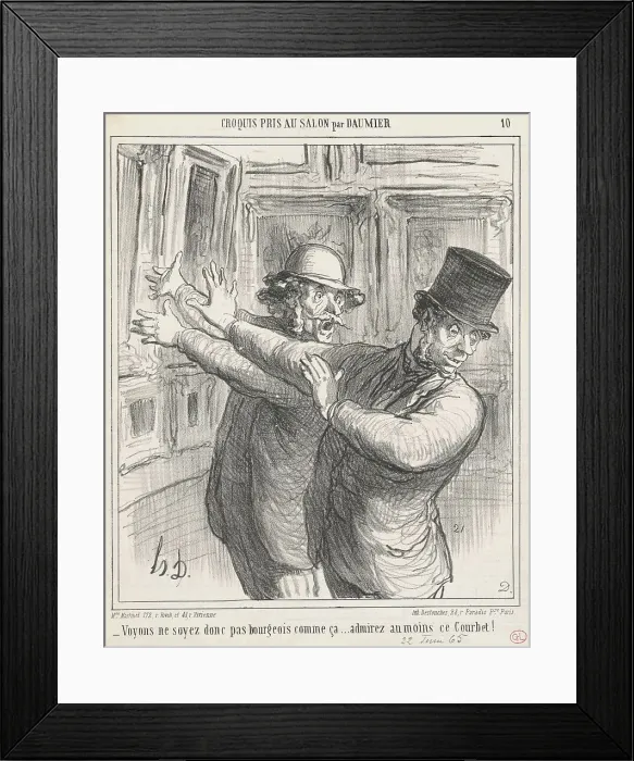 Framed Print : Voyons... admirez au moins ce Courbet!... 19th century. Creator: Honore Daumier Framed Print : Voyons... admirez au moins ce Courbet!... 19th century. Creator: Honore Daumier