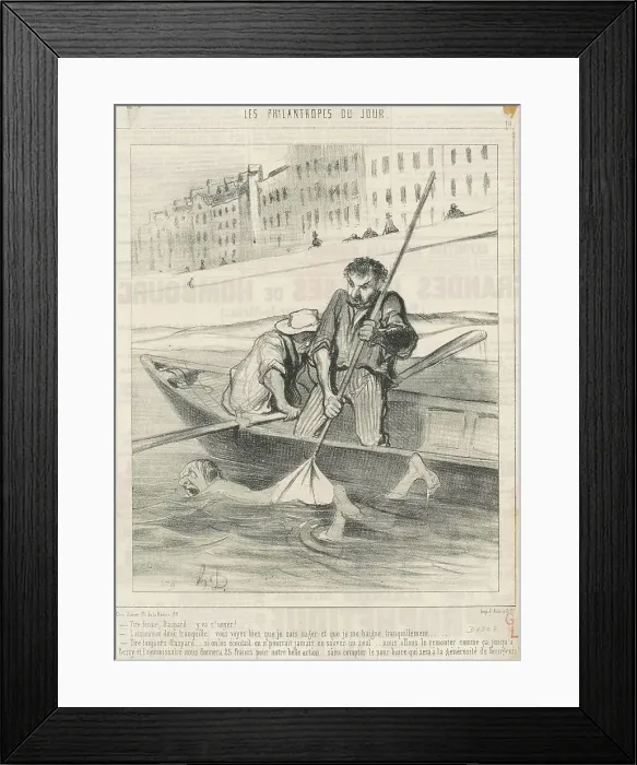 Framed Print : Tire ferme, Gaspard... y va s'neyer... 19th century. Creator: Honore Daumier
