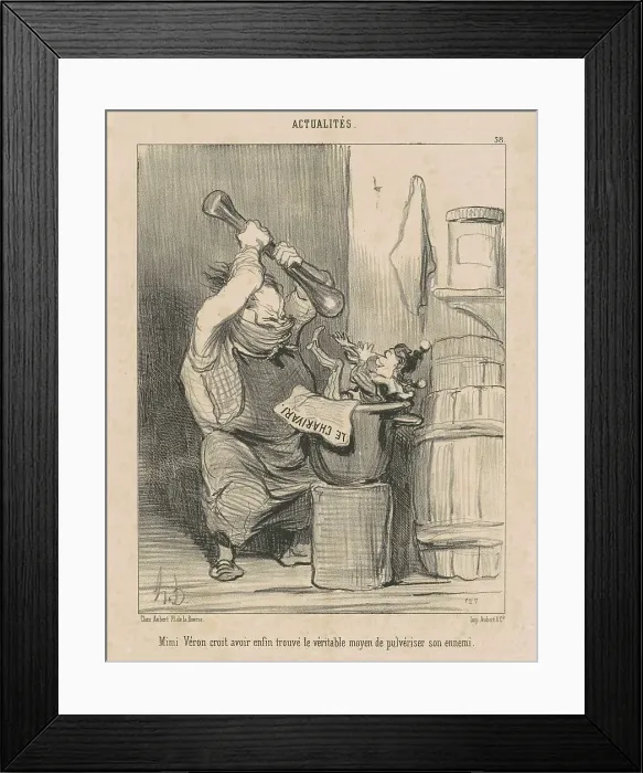 Framed Print : Mimi Vèron croit avoir... trouvé le... 19th century. Creator: Honore Daumier Framed Print : Mimi Vèron croit avoir... trouvé le... 19th century. Creator: Honore Daumier