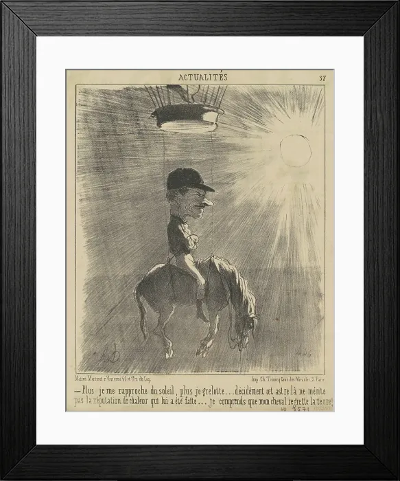 Framed Print : Plus je me rapproche du soleil... 19th century. Creator: Honore Daumier