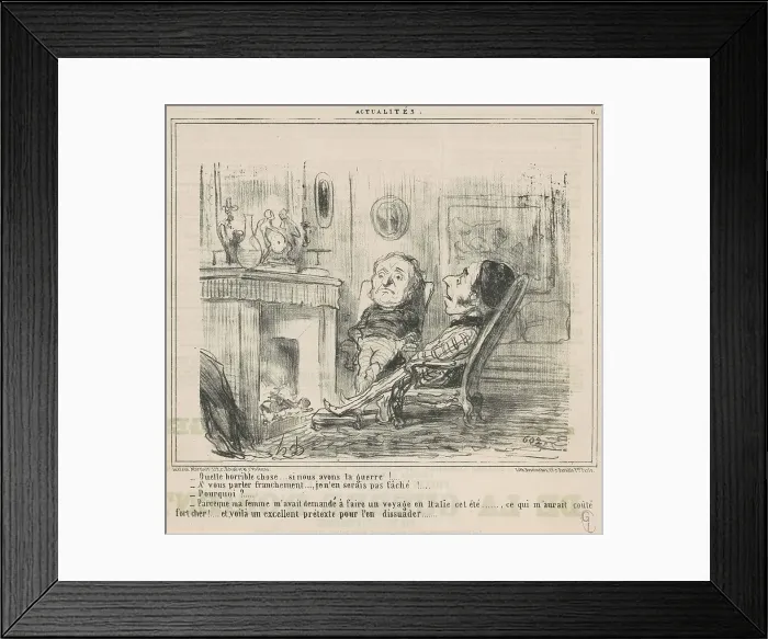 Framed Print : Quelle horrible chose... si nous avons le guerre!... 19th century. Creator: Honore Daumier