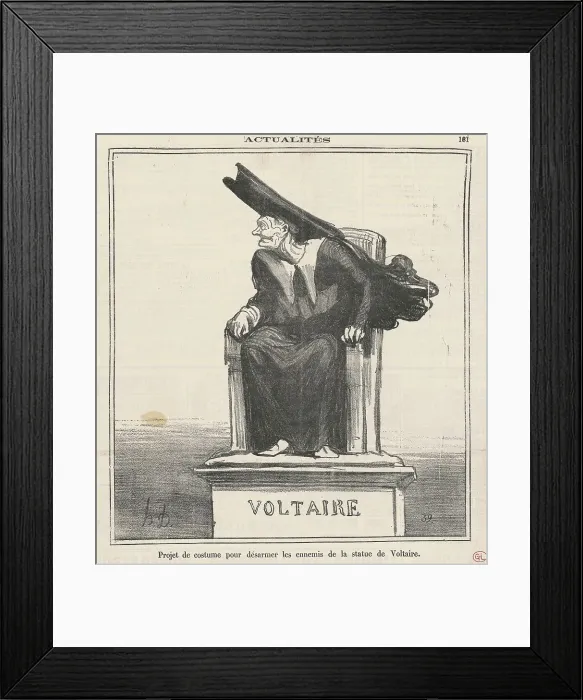 Framed Print : Projet... Pour désarmer les ennemis de... Voltaire, 19th century. Creator: Honore Daumier Framed Print : Projet... Pour désarmer les ennemis de... Voltaire, 19th century. Creator: Honore Daumier