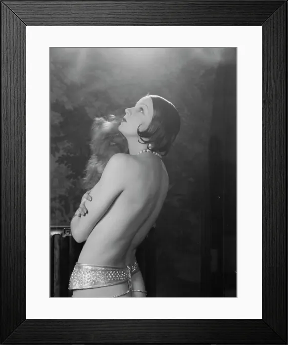Framed Print : Carise, Erna, Mme. with dog, portrait photograph, 1928 Creator: Arnold Genthe Framed Print : Carise, Erna, Mme. with dog, portrait photograph, 1928 Creator: Arnold Genthe