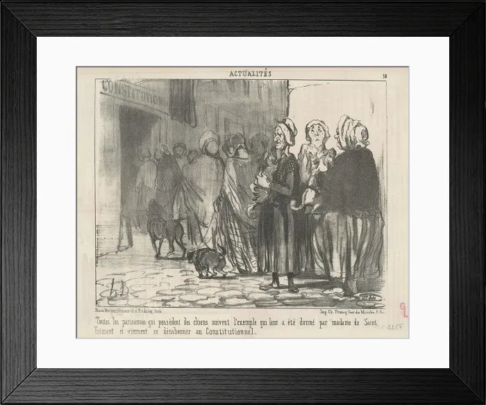 Framed Print : Toutes le Parisiennes qui possèdent des chiens... 19th century. Creator: Honore Daumier Framed Print : Toutes le Parisiennes qui possèdent des chiens... 19th century. Creator: Honore Daumier