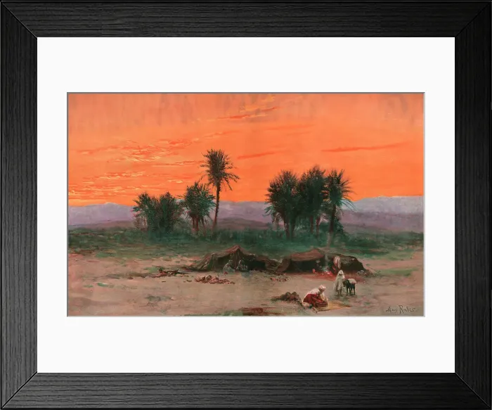 Framed Print : L'oasis de Biskra au soleil couchant; Afrique du nord, 1914. Creator: Max Raber Framed Print : L'oasis de Biskra au soleil couchant; Afrique du nord, 1914. Creator: Max Raber