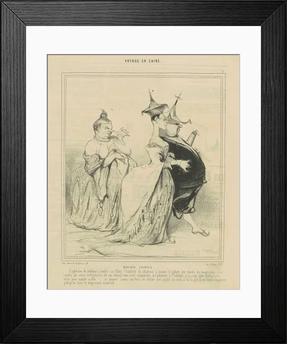 Framed Print : Mariage chinois, 19th century. Creator: Honore Daumier