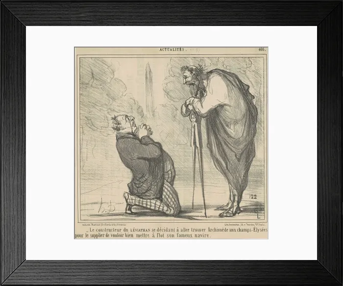 Framed Print : Le constructeur du Léviathan se décidant... 19th century. Creator: Honore Daumier Framed Print : Le constructeur du Léviathan se décidant... 19th century. Creator: Honore Daumier