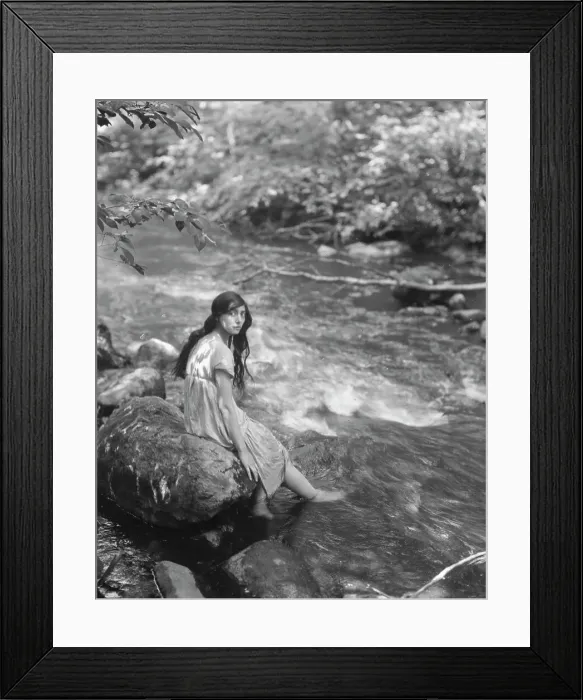 Framed Print : Cowan, Rosamonde, Miss (Rose Rolanda ; Mrs. Miguel C.), seated by a stream, 1919 May 24. Creator: Arnold Genthe Framed Print : Cowan, Rosamonde, Miss (Rose Rolanda ; Mrs. Miguel C.), seated by a stream, 1919 May 24. Creator: Arnold Genthe