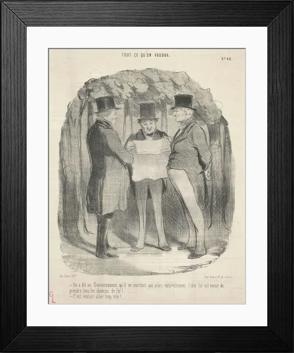 Framed Print : On a dit au gouvernement qu'il ne marchait pas... 19th century. Creator: Honore Daumier Framed Print : On a dit au gouvernement qu'il ne marchait pas... 19th century. Creator: Honore Daumier