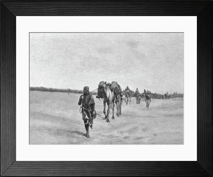 Framed Print : Depart d'une caravane; Afrique du nord, 1914. Creator: Unknown Framed Print : Depart d'une caravane; Afrique du nord, 1914. Creator: Unknown
