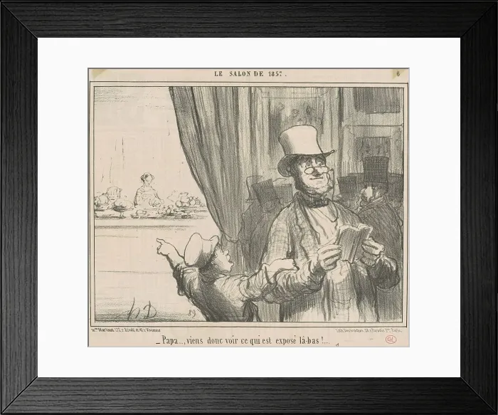 Framed Print : Papa... viens donc voir ce qui est... 19th century. Creator: Honore Daumier Framed Print : Papa... viens donc voir ce qui est... 19th century. Creator: Honore Daumier