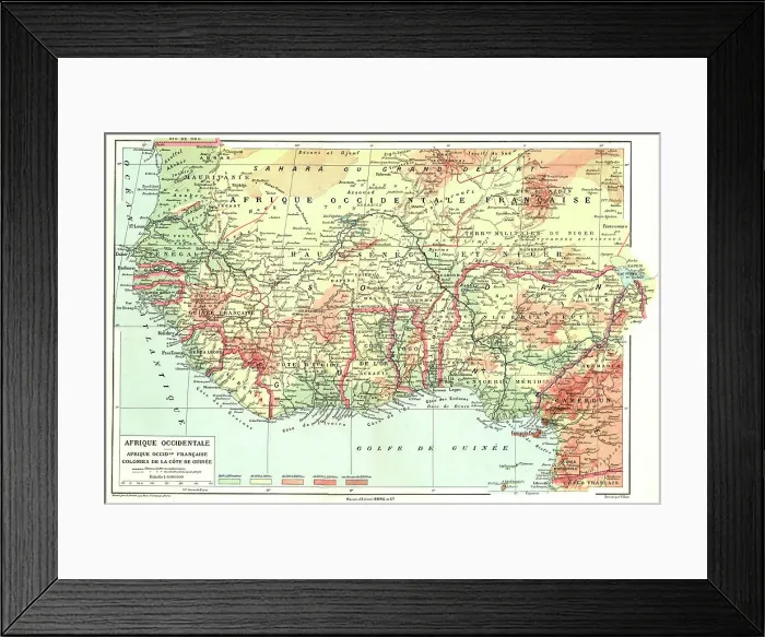 Framed Print : Map, Afrique Occidentale; L'Ouest Africain, 1914. Creator: Unknown Framed Print : Map, Afrique Occidentale; L'Ouest Africain, 1914. Creator: Unknown