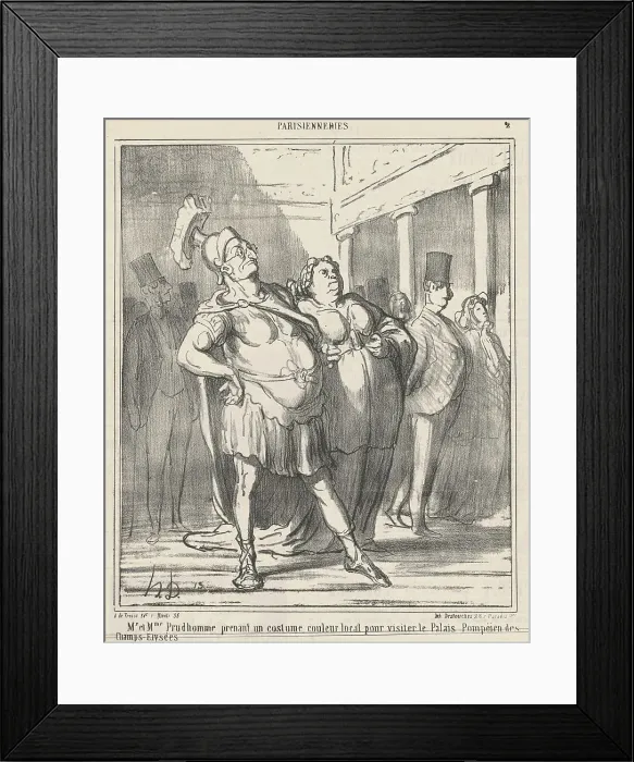 Framed Print : Mr. et Mme Prudhomme prenant un... 19th century. Creator: Honore Daumier Framed Print : Mr. et Mme Prudhomme prenant un... 19th century. Creator: Honore Daumier