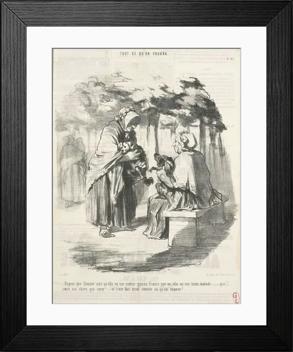 Framed Print : Depuis que Zémire sait qu'elle va me couter quinze francs... 19th century. Creator: Honore Daumier Framed Print : Depuis que Zémire sait qu'elle va me couter quinze francs... 19th century. Creator: Honore Daumier
