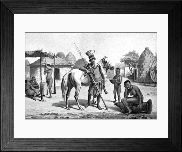 Framed Print : Un village mongo; L'Ouest Africain, 1914. Creator: Johann Martin Bernatz