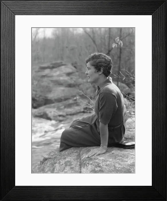 Framed Print : DeLamar, Alice, Miss, seated on a rock, between 1927 and 1942. Creator: Arnold Genthe Framed Print : DeLamar, Alice, Miss, seated on a rock, between 1927 and 1942. Creator: Arnold Genthe