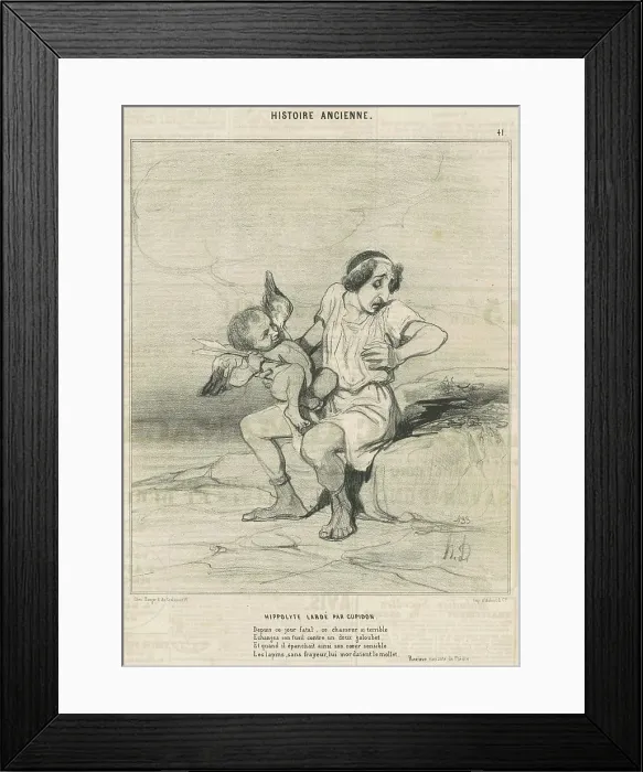 Framed Print : Hippolyte lardé par Cupidon, 19th century. Creator: Honore Daumier