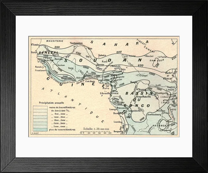 Framed Print : Carte des pluies; L'Ouest Africain, 1914. Creator: Unknown Framed Print : Carte des pluies; L'Ouest Africain, 1914. Creator: Unknown
