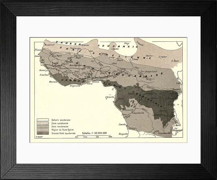 Framed Print : Zones de vegetation; L'Ouest Africain, 1914. Creator: Unknown Framed Print : Zones de vegetation; L'Ouest Africain, 1914. Creator: Unknown