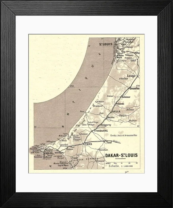 Framed Print : Map, Dakar - St Louis; L'Ouest Africain, 1914. Creator: Unknown Framed Print : Map, Dakar - St Louis; L'Ouest Africain, 1914. Creator: Unknown