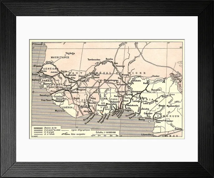 Framed Print : Voies de communication de l'Afrique occidentale francaise; L'Ouest Africain, 1914. Creator: Unknown Framed Print : Voies de communication de l'Afrique occidentale francaise; L'Ouest Africain, 1914. Creator: Unknown