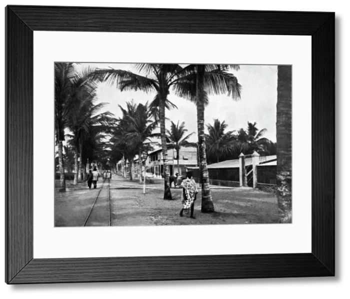 Framed Print : Grand Bassam. Une rue; L'Ouest Africain, 1914. Creator: Unknown Framed Print : Grand Bassam. Une rue; L'Ouest Africain, 1914. Creator: Unknown