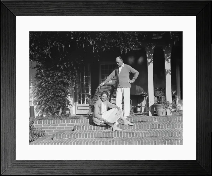 Framed Print : King, Hamilton, Mr. and Mrs. seated on the steps of their home, 1932 or 1933. Creator: Arnold Genthe Framed Print : King, Hamilton, Mr. and Mrs. seated on the steps of their home, 1932 or 1933. Creator: Arnold Genthe