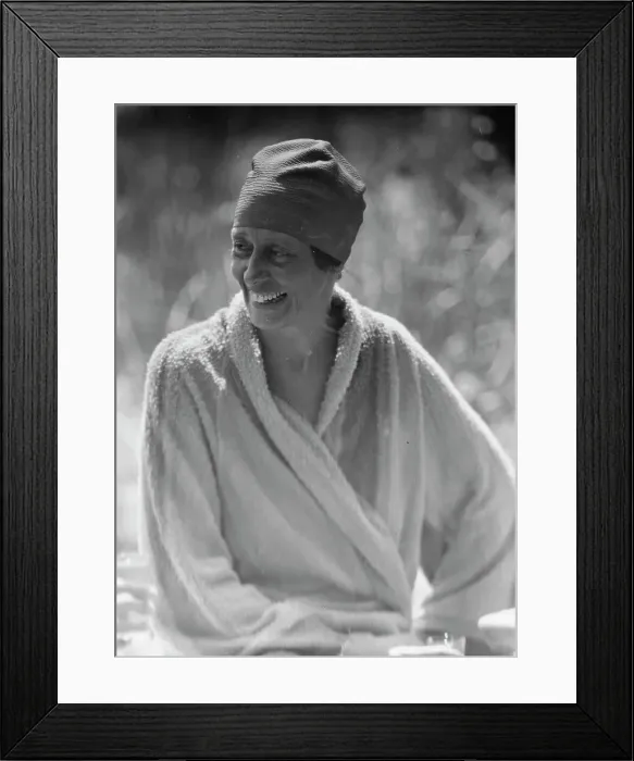 Framed Print : King, Hamilton, Mrs. seated outdoors, 1932 Creator: Arnold Genthe