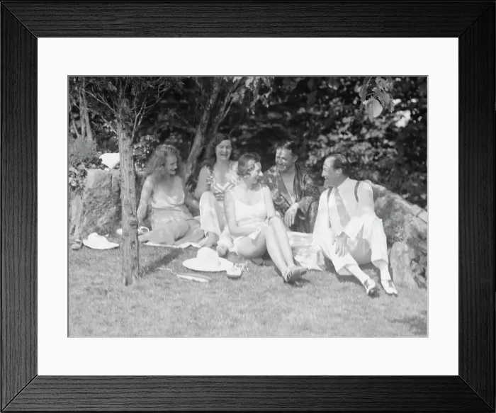 Framed Print : Langeloth group on Langeloth estate, Riverside, Connecticut, seated outdoors, 1932 June 7. Creator: Arnold Genthe Framed Print : Langeloth group on Langeloth estate, Riverside, Connecticut, seated outdoors, 1932 June 7. Creator: Arnold Genthe