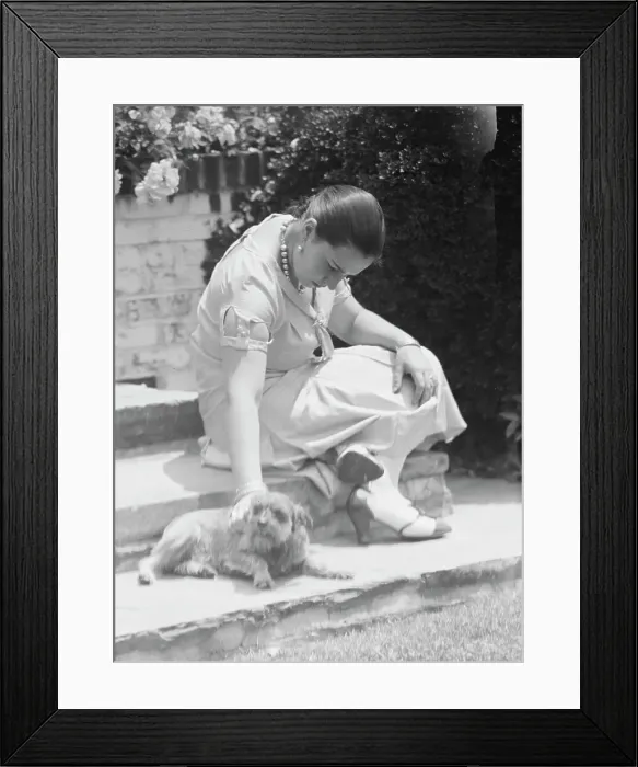 Framed Print : Manship, Pauline, Miss, with dog, seated outdoors, 1931 June 14. Creator: Arnold Genthe Framed Print : Manship, Pauline, Miss, with dog, seated outdoors, 1931 June 14. Creator: Arnold Genthe