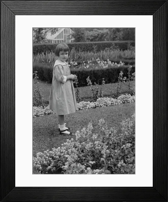 Framed Print : Truesdale, Virginia, Miss, standing in a garden, 1915 July 21. Creator: Arnold Genthe Framed Print : Truesdale, Virginia, Miss, standing in a garden, 1915 July 21. Creator: Arnold Genthe