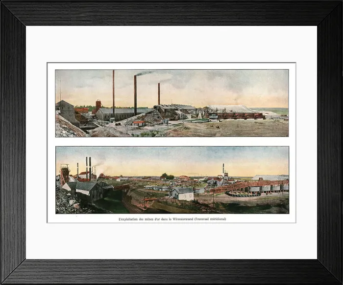 Framed Print : L'exploitation des mines d'or dans le Witwaterstrand (Transvaal meridional); Afrique... 1914. Creator: Unknown Framed Print : L'exploitation des mines d'or dans le Witwaterstrand (Transvaal meridional); Afrique... 1914. Creator: Unknown