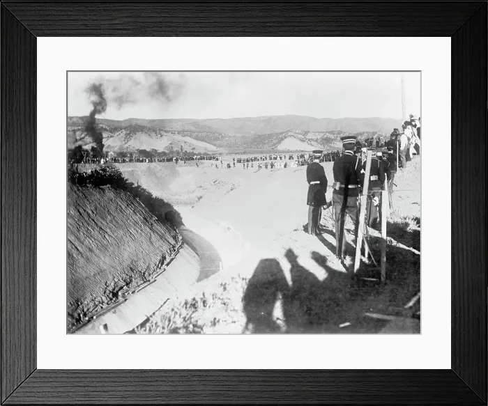 Framed Print : Gunnison River Project...Canal Under 2000 Feet Water To Uncomphagre [sic] Valley... 1912. Creator: Harris & Ewing. Gunnison River Project...Canal Under 2000 Feet Water To Uncomphagre [sic] Valley... 1912. Creator: Harris & Ewing