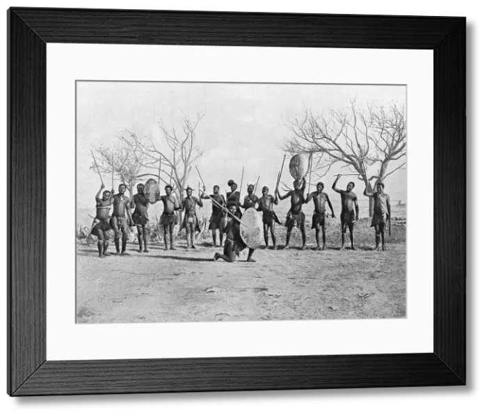 Framed Print : Guerriers zoulous; Afrique Australe, 1914. Creator: Unknown Framed Print : Guerriers zoulous; Afrique Australe, 1914. Creator: Unknown