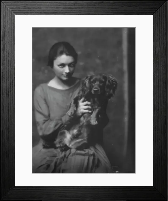Framed Print : Miss Katharine Cornell, with dog, portrait photograph, 1917 Nov. 20. Creator: Arnold Genthe Framed Print : Miss Katharine Cornell, with dog, portrait photograph, 1917 Nov. 20. Creator: Arnold Genthe
