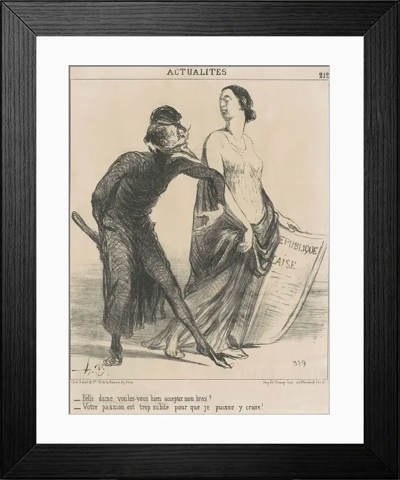 Framed Print : Belle dame voulez-vous... accepter mon bras?, 19th century. Creator: Honore Daumier Framed Print : Belle dame voulez-vous... accepter mon bras?, 19th century. Creator: Honore Daumier