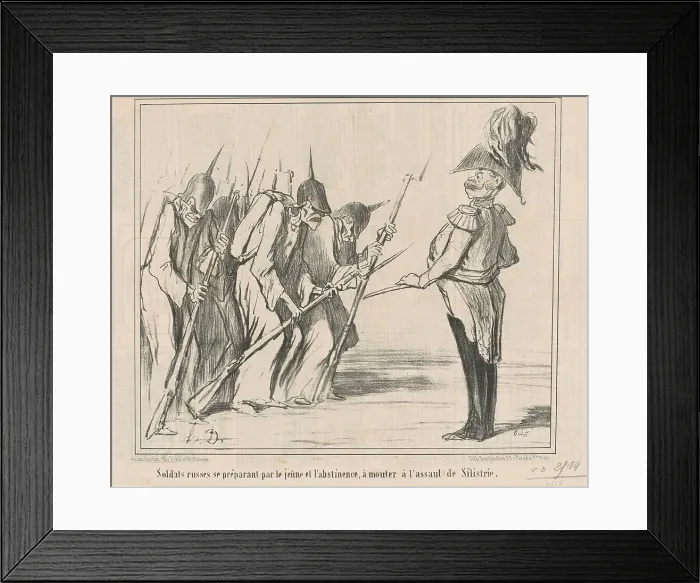 Framed Print : Soldats russes se préparant par le jeune... 19th century. Creator: Honore Daumier Framed Print : Soldats russes se préparant par le jeune... 19th century. Creator: Honore Daumier