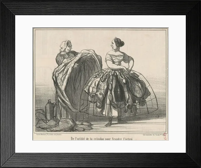 Framed Print : De l'utilité de la crinoline pour frauder l'octroi, 19th century. Creator: Honore Daumier Framed Print : De l'utilité de la crinoline pour frauder l'octroi, 19th century. Creator: Honore Daumier