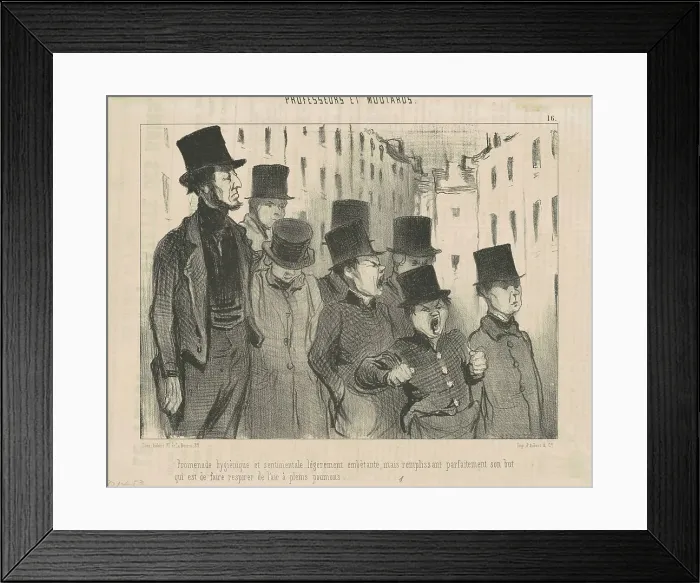 Framed Print : Promenade hygiénique et sentimentale... 19th century. Creator: Honore Daumier Framed Print : Promenade hygiénique et sentimentale... 19th century. Creator: Honore Daumier