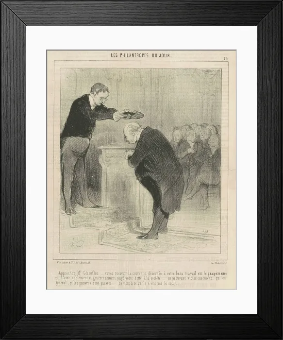Framed Print : Approchez M. Gérenflot... venez recevoir... 19th century. Creator: Honore Daumier Framed Print : Approchez M. Gérenflot... venez recevoir... 19th century. Creator: Honore Daumier