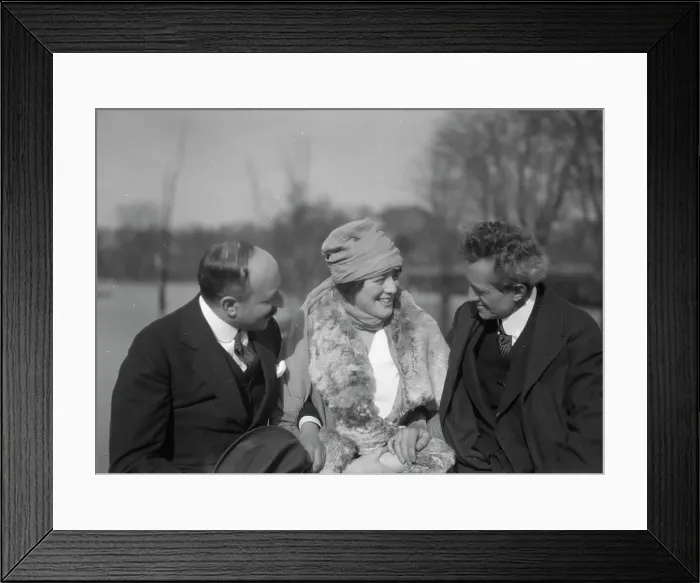 Framed Print : Arnold Genthe seated outdoors with two friends, between 1911 and 1942. Creator: Arnold Genthe Framed Print : Arnold Genthe seated outdoors with two friends, between 1911 and 1942. Creator: Arnold Genthe