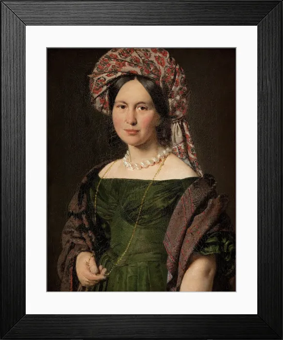 Framed Print : Cathrine Jensen, née Lorenzen, the Artist's Wife Wearing a Turban, 1842-1844. Creator: Christian Albrecht Jensen Framed Print : Cathrine Jensen, née Lorenzen, the Artist's Wife Wearing a Turban, 1842-1844. Creator: Christian Albrecht Jensen