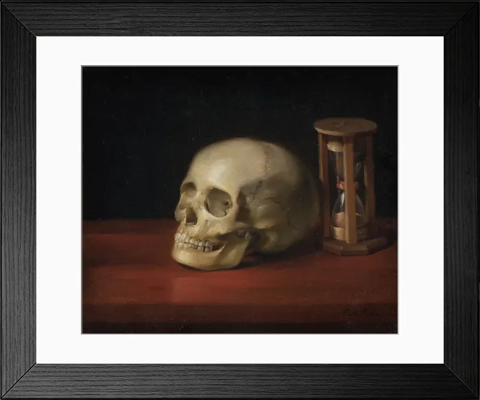 Framed Print : Skull and Hourglass, 1714-1814. Creator: Christian Albrecht Jensen Framed Print : Skull and Hourglass, 1714-1814. Creator: Christian Albrecht Jensen