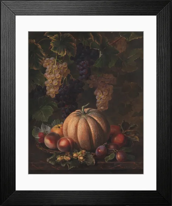 Framed Print : Various Fruits, including Melon and Grapes, 1852. Creator: Johan Laurentz Jensen Framed Print : Various Fruits, including Melon and Grapes, 1852. Creator: Johan Laurentz Jensen