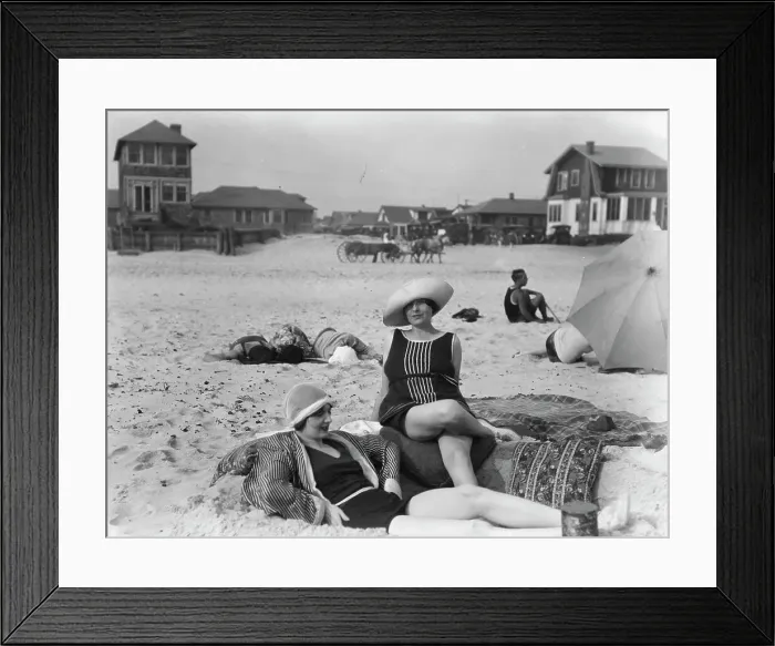 Framed Print : Two unidentified women at Long Beach, New York, between 1911 and 1942. Creator: Arnold Genthe Framed Print : Two unidentified women at Long Beach, New York, between 1911 and 1942. Creator: Arnold Genthe