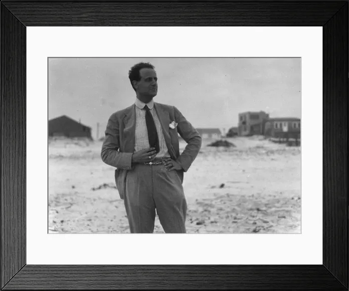 Framed Print : Unidentified man at Long Beach, New York, between 1911 and 1942. Creator: Arnold Genthe Framed Print : Unidentified man at Long Beach, New York, between 1911 and 1942. Creator: Arnold Genthe