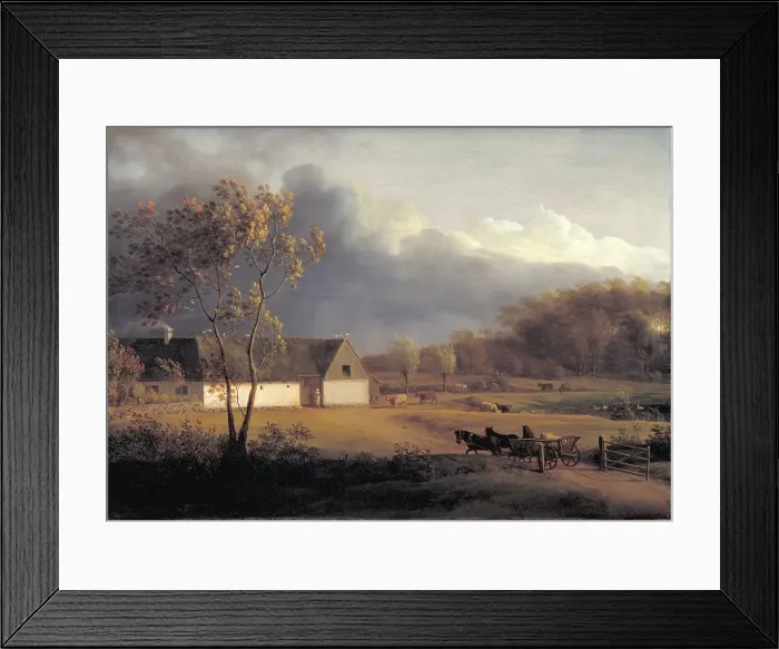 Framed Print : A Storm Brewing behind a Farmhouse in Zealand, 1791-1793. Creator: Jens Juel