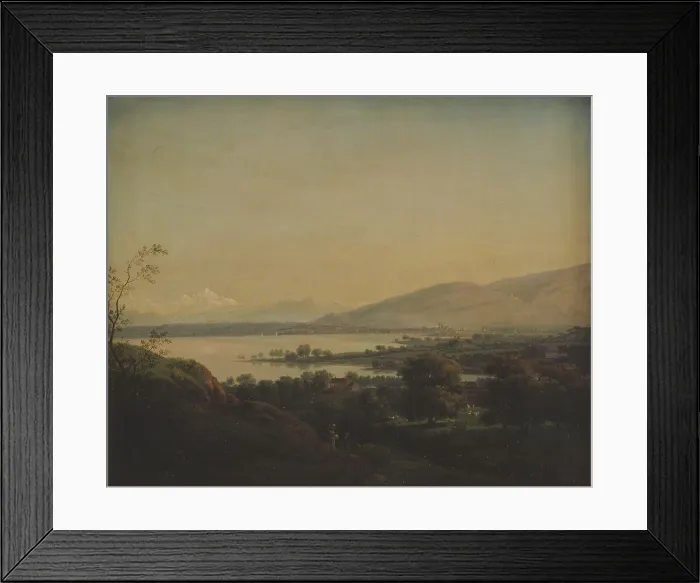 Framed Print : A View Across Lake Leman Towards Mont Blanc and Geneva, 1777-1778. Creator: Jens Juel Framed Print : A View Across Lake Leman Towards Mont Blanc and Geneva, 1777-1778. Creator: Jens Juel