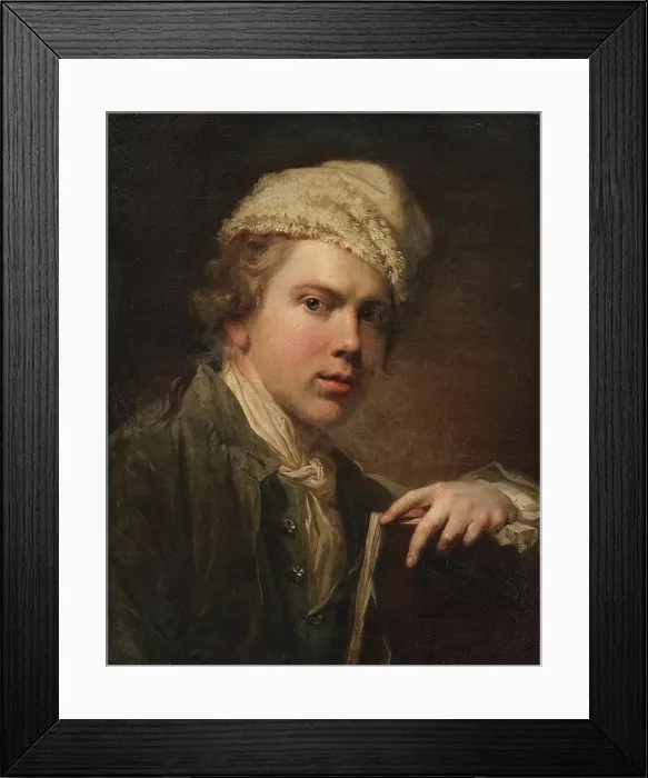 Framed Print : Self-portrait with Portfolio, 1773-1774. Creator: Jens Juel